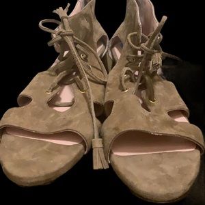 Taryn Rose ultra suede sandals with tie stings